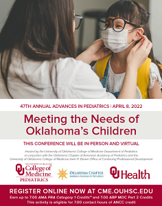 47th Annual Advances in Pediatrics: Meeting the Needs of Oklahoma's Children, 22016 Banner